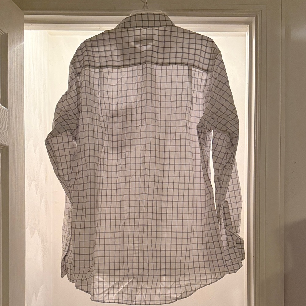 Men's White Checkered Button Down Shirt - Picture 3 of 3